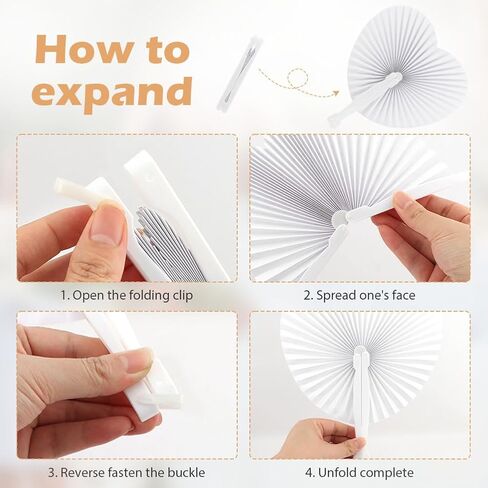 6 عبوات من مراوح الورق، مراوح ورق بيضاء، مراوح قابلة للطي على شكل قلب، مراوح الزفاف، تشكيلة مراوح ورق الأكورديون المحمولة القابلة للطي مع مقبض بلاستيكي لحفلات الزفاف، وحفلات أعياد الميلاد، وحفلات الاحتفال in Kuwait