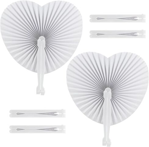 6 عبوات من مراوح الورق، مراوح ورق بيضاء، مراوح قابلة للطي على شكل قلب، مراوح الزفاف، تشكيلة مراوح ورق الأكورديون المحمولة القابلة للطي مع مقبض بلاستيكي لحفلات الزفاف، وحفلات أعياد الميلاد، وحفلات الاحتفال in Kuwait