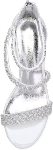 Low Block Heel Wedding Sandals for Bride Open Toe Wedding Shoes Pearl Wedding Heels Bridal Shoes in Kuwait