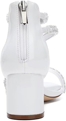 Low Block Heel Wedding Sandals for Bride Open Toe Wedding Shoes Pearl Wedding Heels Bridal Shoes in Kuwait