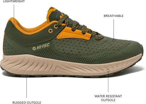 HI-TEC Avalon Trail Running Shoes for Men, Lightweight Breathable Mens Hiking Sneakers or Athletic Walking Shoes for Men, Black, Grey or Green, Size 7-14 Men Shoes in Saudi Arabia