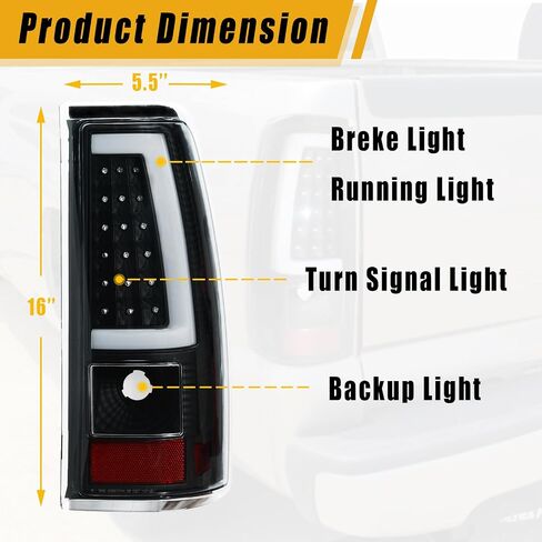 Boine LED الذيل ضوء متوافق مع 2003 2004 2005 2006 تشيفي سيلفرادو 1500 2500 3500 السائق والراكب الجانب الخلفي مصابيح الفرامل - رقائق LED 12 فولت (مبيت أسود) in Saudi Arabia