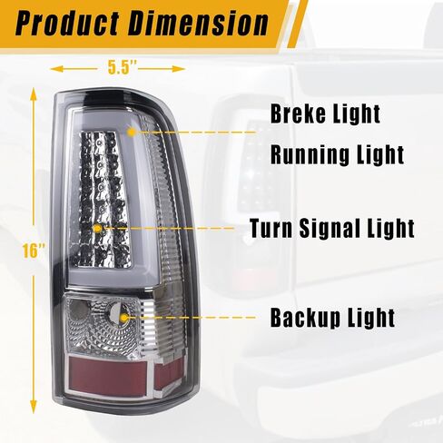 Boine LED الذيل ضوء متوافق مع 2003 2004 2005 2006 تشيفي سيلفرادو 1500 2500 3500 السائق والراكب الجانب الخلفي مصابيح الفرامل - رقائق LED 12 فولت (مبيت أسود) in Saudi Arabia