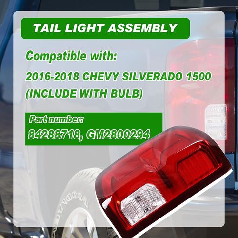 Rear Tail Lights Compatible with Chevy Silverado 1500 2016 2017 2018 Outer LED Taillight Assembly Brake Lamp Left Driver Side Replace 84288718 GM2800294 in Saudi Arabia