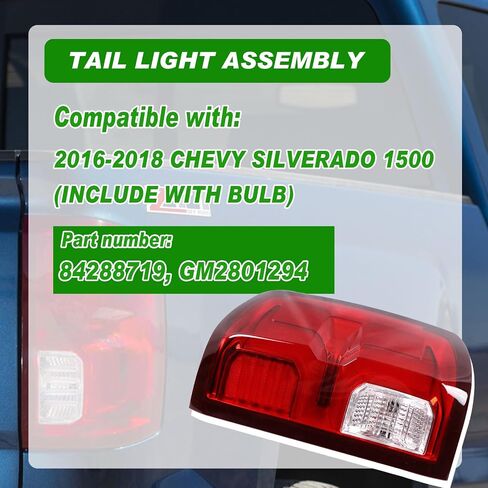 Rear Tail Lights Compatible with Chevy Silverado 1500 2016 2017 2018 Outer LED Taillight Assembly Brake Lamp Left Driver Side Replace 84288718 GM2800294 in Saudi Arabia
