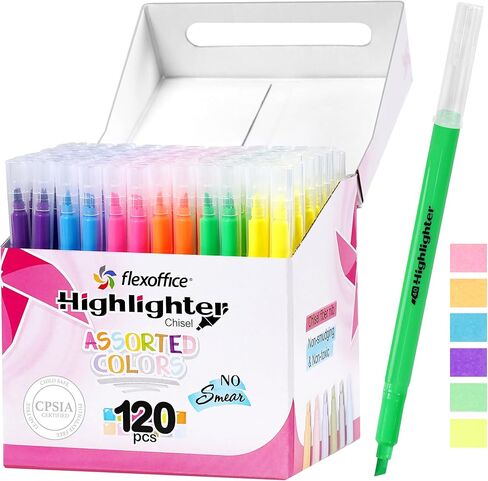 72 عبوة من أقلام التحديد بألوان متنوعة فلورسنت - 12 لونًا، أقلام تحديد برأس إزميل، لا تنزف من خلال الورق، حجم كبير - لدراسة الكتاب المقدس، واليوميات، وآمنة للأطفال in Kuwait