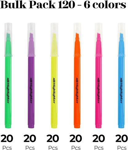 72 عبوة من أقلام التحديد بألوان متنوعة فلورسنت - 12 لونًا، أقلام تحديد برأس إزميل، لا تنزف من خلال الورق، حجم كبير - لدراسة الكتاب المقدس، واليوميات، وآمنة للأطفال in Kuwait