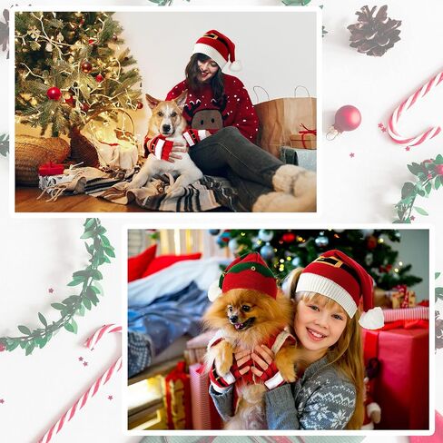 Civaner 4 Pieces Christmas Elf Knitted Hat Elf Hats for Kids Flip Mittens Women Convertible Fingerless Gloves for Women Flip Top Gloves Christmas Mittens for Girls, Boys, Women and Men in Saudi Arabia