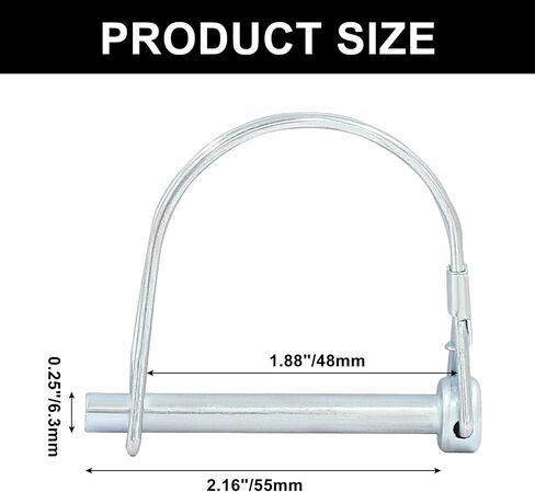 Murtenze Trailer Coupler Pin 1/4 inch x 2.16 inch, Zinc Plated Wire Lock Pin Round Loop Wire Lock Trailers Pin Carbon Steel Safety Coupler Pin(2Pcs, Small) in Saudi Arabia