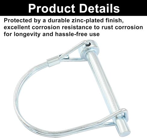 Murtenze Trailer Coupler Pin 1/4 inch x 2.16 inch, Zinc Plated Wire Lock Pin Round Loop Wire Lock Trailers Pin Carbon Steel Safety Coupler Pin(2Pcs, Small) in Saudi Arabia
