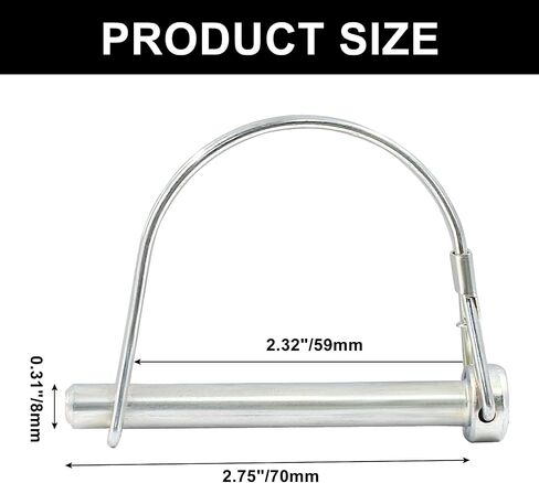 Murtenze Trailer Coupler Pin 1/4 inch x 2.16 inch, Zinc Plated Wire Lock Pin Round Loop Wire Lock Trailers Pin Carbon Steel Safety Coupler Pin(2Pcs, Small) in Saudi Arabia