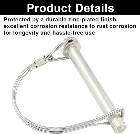 Murtenze Trailer Coupler Pin 1/4 inch x 2.16 inch, Zinc Plated Wire Lock Pin Round Loop Wire Lock Trailers Pin Carbon Steel Safety Coupler Pin(2Pcs, Small) in Saudi Arabia