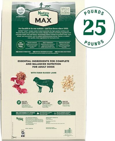 NUTRO MAX Adult Recipe Dry Dog Food With Farm Raised Beef, 25 LB Bag in Saudi Arabia