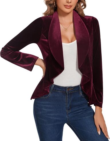 MINTLIMIT Velvet Blazers for Women Casual Work Office Long Sleeve Open Front Cardigan Ruffle Suit Jacket Coat Blazer in Kuwait