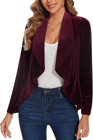 MINTLIMIT Velvet Blazers for Women Casual Work Office Long Sleeve Open Front Cardigan Ruffle Suit Jacket Coat Blazer in Kuwait