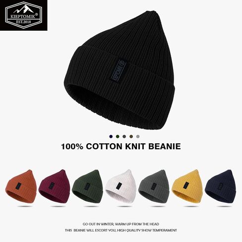 2pcs Cotton Knit Beanie for Men and Women,Ribbed Cuffed Winter Toque Hats,Soft Warm Beanies in Saudi Arabia