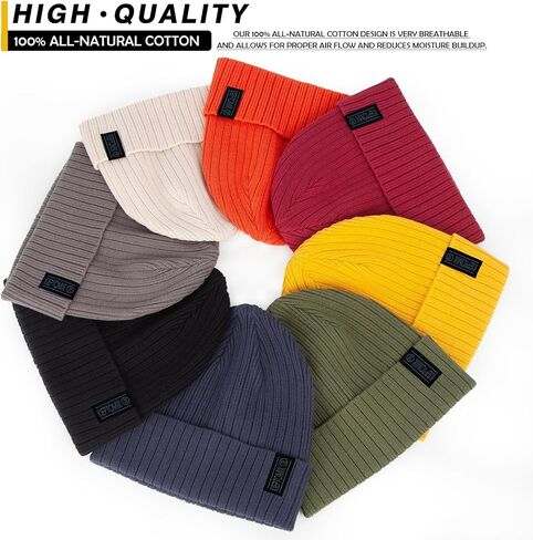 2pcs Cotton Knit Beanie for Men and Women,Ribbed Cuffed Winter Toque Hats,Soft Warm Beanies in Saudi Arabia