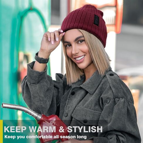 2pcs Cotton Knit Beanie for Men and Women,Ribbed Cuffed Winter Toque Hats,Soft Warm Beanies in Saudi Arabia
