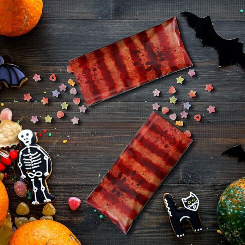 100 Pcs Halloween Cellophane Bags Creepy Carnival Party Favors Plastic Treat Bags Trick or Treat Spooky Goodie Candy Bags with Ties Halloween Circus Carnival Decorations Gifts Supplies(Spooky Style) in Saudi Arabia
