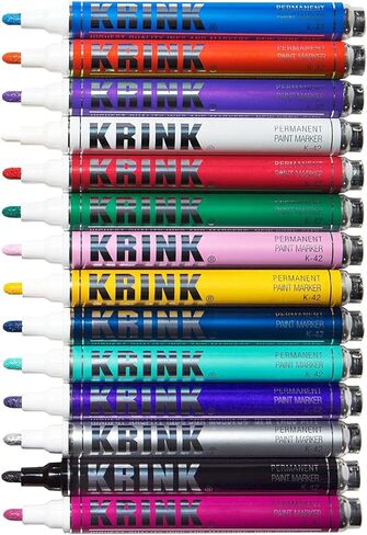 قلم طلاء أسود Krink K-42 - قلم طلاء للفنون الجميلة نابض بالحياة وغير شفاف لأي سطح - قلم تحديد دائم مع طلاء قائم على الكحول للأسطح المطلية بالورق الزجاجي المعدني والمزيد in Kuwait