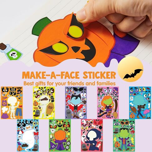 JOYIN 45 Pcs Halloween Make a Face Stickers, Halloween Party Favor for Kids, Halloween Art Craft Party Supplies, Classroom Activities Goodies Party Games, Sticker Sheets with Witch, Vampire Designs in Saudi Arabia