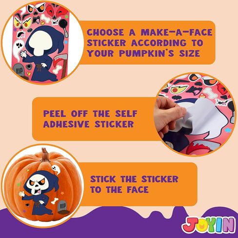 JOYIN 45 Pcs Halloween Make a Face Stickers, Halloween Party Favor for Kids, Halloween Art Craft Party Supplies, Classroom Activities Goodies Party Games, Sticker Sheets with Witch, Vampire Designs in Saudi Arabia