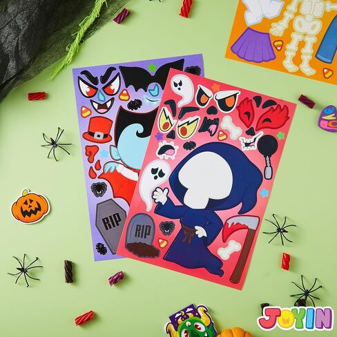 JOYIN 45 Pcs Halloween Make a Face Stickers, Halloween Party Favor for Kids, Halloween Art Craft Party Supplies, Classroom Activities Goodies Party Games, Sticker Sheets with Witch, Vampire Designs in Saudi Arabia