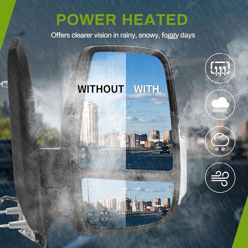 AUTOSAVER88 Right Passenger Side Mirror Door Mirror Compatible with 2015 2016 2017 2018 2019 2020 2021 Ford Transit 150 250 350 350 HD, Power Heated Manual Folding LED Turn Signal Clearance Light in Saudi Arabia