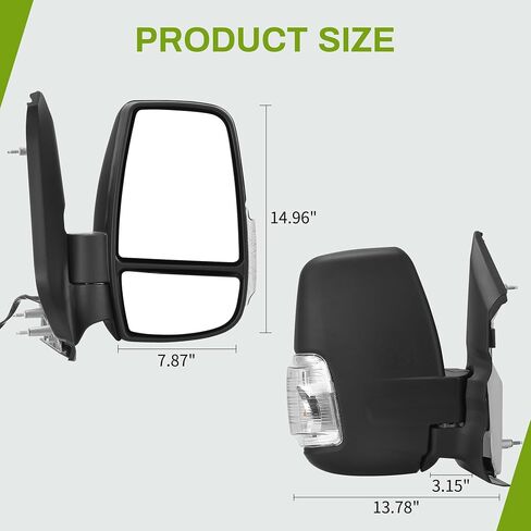 AUTOSAVER88 Right Passenger Side Mirror Door Mirror Compatible with 2015 2016 2017 2018 2019 2020 2021 Ford Transit 150 250 350 350 HD, Power Heated Manual Folding LED Turn Signal Clearance Light in Saudi Arabia
