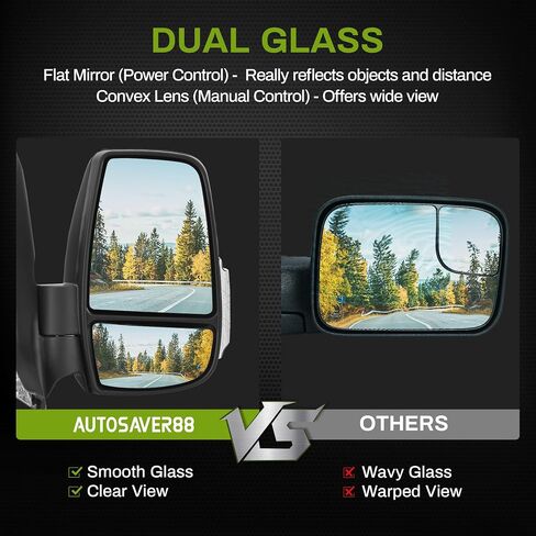 AUTOSAVER88 Right Passenger Side Mirror Door Mirror Compatible with 2015 2016 2017 2018 2019 2020 2021 Ford Transit 150 250 350 350 HD, Power Heated Manual Folding LED Turn Signal Clearance Light in Saudi Arabia