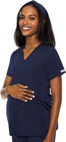 Med Couture Medical Scrub Set for Women Maternity V-Neck Top MC628 Maternity Jogger MC029 with Jersey Knit for Belly Coverage, Navy - 2XL Top / 2XL Pant in Kuwait