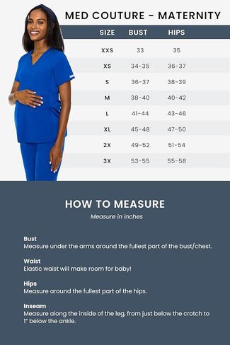 Med Couture Medical Scrub Set for Women Maternity V-Neck Top MC628 Maternity Jogger MC029 with Jersey Knit for Belly Coverage, Navy - 2XL Top / 2XL Pant in Kuwait