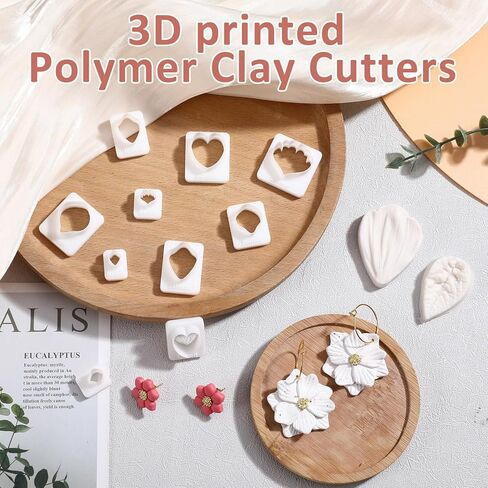 16 قطعة من قواطع طين بتلات الزهور، 4 أشكال ثلاثية الأبعاد قوالب طين بوليمر صغيرة لصنع الأقراط، تروس بتلات الزهور، قالب ضغط مجوهرات على شكل قلب وأزهار وأوراق الشجر in Kuwait