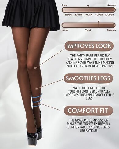 POSE 40 DEN Microfiber Women's Tights | Semi Opaque Tear Resistant High Waist Colored White Black Red Pink Green Pantyhose in Saudi Arabia