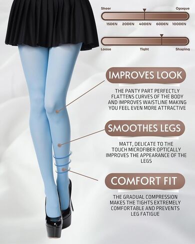 POSE 40 DEN Microfiber Women's Tights | Semi Opaque Tear Resistant High Waist Colored White Black Red Pink Green Pantyhose in Saudi Arabia