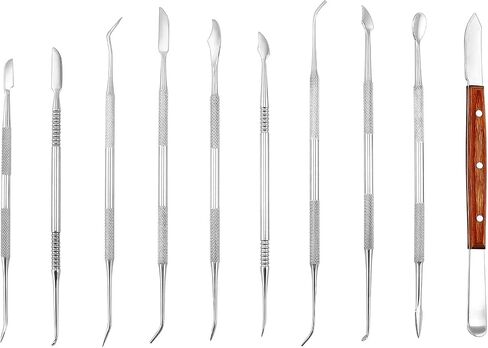 QWORK 10 PCS Wax Carving Tools Dental Waxing Instruments with Case, Stainless Steel Wax Carvers Set - Metal Clay Sculpting Pottery Sculpture Tools - Double Ended DIY Waxing Modeling Kits in Saudi Arabia