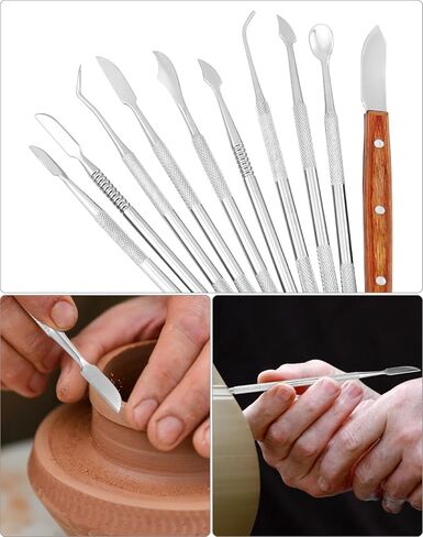 QWORK 10 PCS Wax Carving Tools Dental Waxing Instruments with Case, Stainless Steel Wax Carvers Set - Metal Clay Sculpting Pottery Sculpture Tools - Double Ended DIY Waxing Modeling Kits in Saudi Arabia
