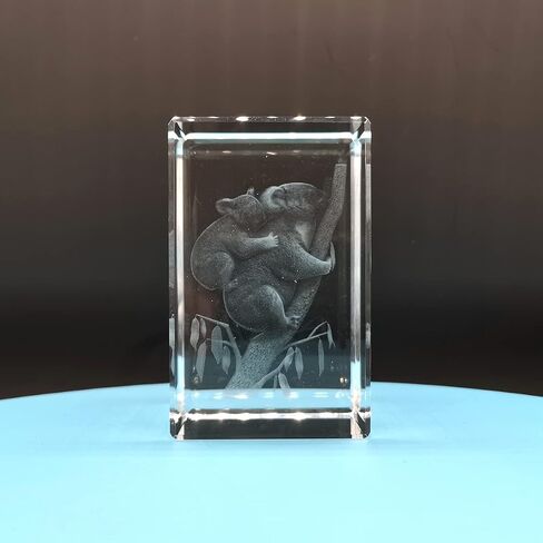 3D Koala Family Crystal Glass Crafts, Laser Engraved 3D Animal Graphic Art Collection, As Paperweight, Home Decorations, Desk Ornament Application in Home and Office Occasion in Kuwait