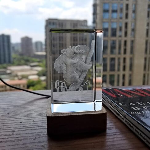 3D Koala Family Crystal Glass Crafts, Laser Engraved 3D Animal Graphic Art Collection, As Paperweight, Home Decorations, Desk Ornament Application in Home and Office Occasion in Kuwait