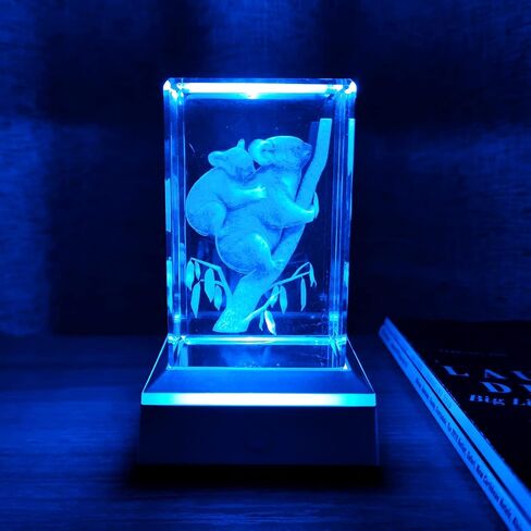 3D Koala Family Crystal Glass Crafts, Laser Engraved 3D Animal Graphic Art Collection, As Paperweight, Home Decorations, Desk Ornament Application in Home and Office Occasion in Kuwait