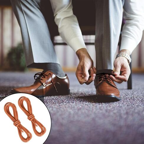 2 Pairs Dress Shoe Laces for Men 31.4in Round Waxed Shoelaces Thick Strong Leather Shoe Laces for Dress Shoes and Boots in Saudi Arabia