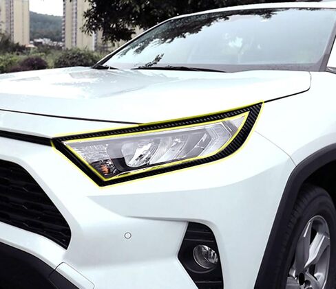 غطاء جفن أمامي خفيف متوافق مع Toyota RAV4 2024 2023 2022 2021 2020 2019 مصباح أمامي لوحة الحاجب ملصق ملحقات السيارة الخارجية ABS 2 قطعة (نمط ألياف الكربون) in Kuwait