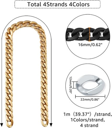 SUPERFINDINGS 4 Colors 1m Long Acrylic Cable Chains 22x16x5.3mm Open Linking Chain Rings Quick Link Connectors for Jewelry Making Curb Chains Phone Decor DIY Craft in Saudi Arabia