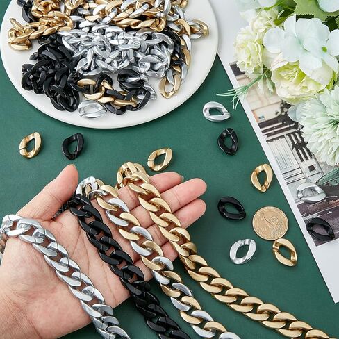 SUPERFINDINGS 4 Colors 1m Long Acrylic Cable Chains 22x16x5.3mm Open Linking Chain Rings Quick Link Connectors for Jewelry Making Curb Chains Phone Decor DIY Craft in Saudi Arabia
