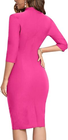 MUXXN Women's 1950s Retro 3/4 Sleeve V Neck Midi Sheath Vintage Cocktail Work Pencil Dresses in Kuwait