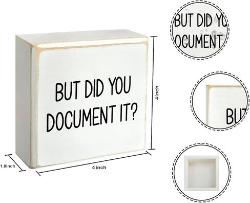 ولكن هل قمت بتوثيقها، علامة صندوق خشبي مزخرفة مضحكة للمكتب، علامة صندوق خشبي لديكور المنزل والمكتب، علامة ديكور مكتبية مربعة للمزرعة الريفية للرف 4 بوصة × 4 بوصة in Kuwait