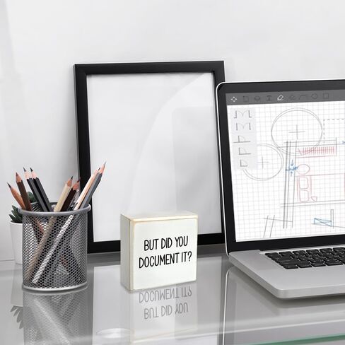 ولكن هل قمت بتوثيقها، علامة صندوق خشبي مزخرفة مضحكة للمكتب، علامة صندوق خشبي لديكور المنزل والمكتب، علامة ديكور مكتبية مربعة للمزرعة الريفية للرف 4 بوصة × 4 بوصة in Kuwait