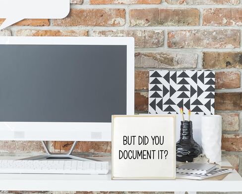 ولكن هل قمت بتوثيقها، علامة صندوق خشبي مزخرفة مضحكة للمكتب، علامة صندوق خشبي لديكور المنزل والمكتب، علامة ديكور مكتبية مربعة للمزرعة الريفية للرف 4 بوصة × 4 بوصة in Kuwait