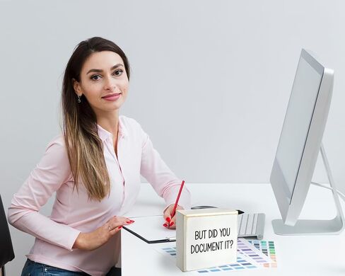 ولكن هل قمت بتوثيقها، علامة صندوق خشبي مزخرفة مضحكة للمكتب، علامة صندوق خشبي لديكور المنزل والمكتب، علامة ديكور مكتبية مربعة للمزرعة الريفية للرف 4 بوصة × 4 بوصة in Kuwait