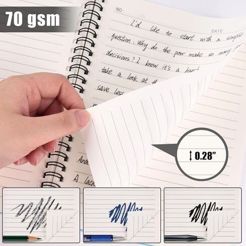 6PCS Spiral Notebooks with Waterproof Covers, A5 College Ruled Spiral Notepads Assorted Colors School Office Journal 480 Sheets/960 Pages, 6 Colors in Saudi Arabia